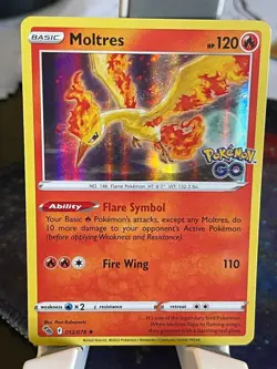 POKEMON MOLTRES 012/078 RARE HOLOFOIL POKEMON GO NM CARD - Image 1