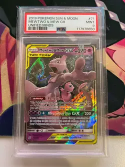 Pokemon TCG Mewtwo & Mew Tag Team GX Unified Minds 71/236 PSA 9 - Image 1