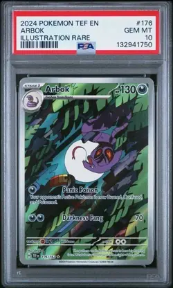 Pokemon PSA 10 Arbok 176/162 SV05 Temporal Forces Illustration Rare - Image 1