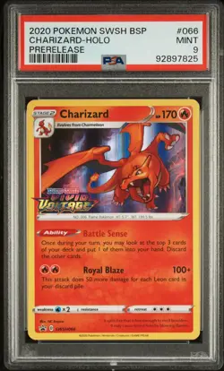 2020 POKEMON SWSH BLACK STAR PROMO PRERELEASE #066 CHARIZARD-HOLO PSA 9 - Image 1