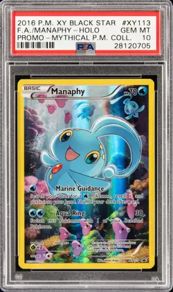 2016 POKEMON XY BLACK STAR PROMO #XY113 FULL ART/MANAPHY PSA 10 - Image 1