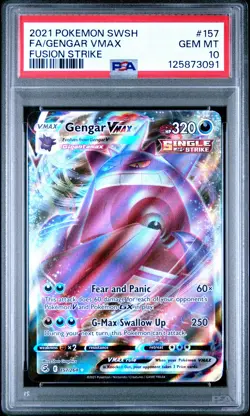 2021 POKEMON SWORD & SHIELD FUSION STRIKE #157 FULL ART/GENGAR VMAX PSA 10 - Image 1
