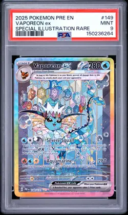 2025 POKEMON PRE EN-PRISMATIC EVOLUTIONS #149 VAPOREON EX PSA 9 - Image 1