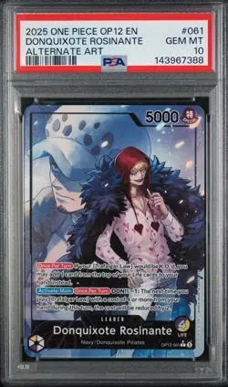 2025 One Piece Donquixote Rosinante Alternate Art English Foil Op12-061 PSA 10 - Image 1