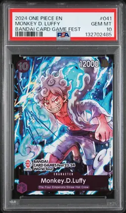 2024 ONE PIECE PROMOS BANDAI CARD GAMES FEST #041 MONKEY D. LUFFY PSA 10 - Image 1