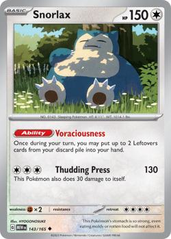 Snorlax 143/165 Uncommon | 151 | Pokemon Card - Image 1