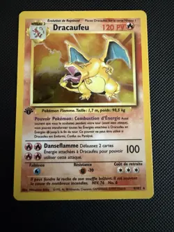 Pokemon Charizard (Dracaufeu) 1st Edition Holo Base Set 4/102 FR 1999 120 HP - Image 1