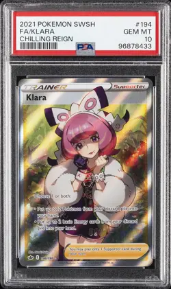 2021 POKEMON SWORD & SHIELD CHILLING REIGN #194 FULL ART/KLARA PSA 10 - Image 1