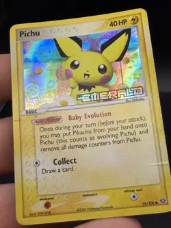 Pichu 59/106 Common Emerald Pokemon Reverse Holo HP/DMG GG3 - Image 2
