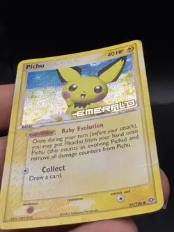 Pichu 59/106 Common Emerald Pokemon Reverse Holo HP/DMG GG3 - Image 3