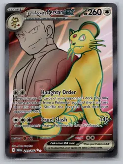 Team Rocket's Persian ex 219/182 Ultra Rare Destined Rivals Pokemon Holo NM - Image 1