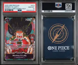 2025 ONE PIECE OP07-073 BANDAI CARD GAMES FEST 25-26 MONKEY D LUFFY PROMO PSA 10 - Image 3