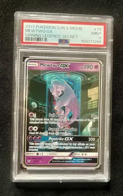 Pokemon TCG Mewtwo GX Secret Rare Shining Legends Card 76/73 PSA 9 Mint - Image 1