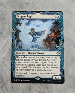 Dragonologist (Borderless) MTG TDM Tarkir | Blue Dragon Hexproof Tutor Rare | NM - Image 1