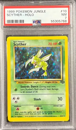 PSA 7 Scyther Holo 1064 Jungle 1999 Pokemon Card - Image 1