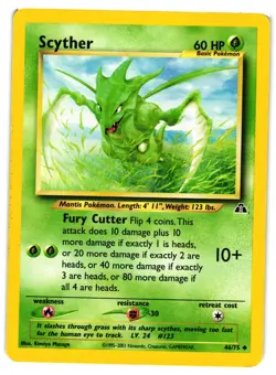 Pokemon TCG Scyther 46/75 Uncommon Neo Discovery Unlimited MP - Image 1