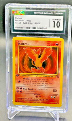 CGC 10 - 1999 Pokemon Fossil 1st Edition MOLTRES #27 - Image 1