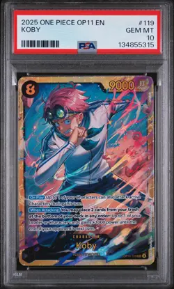 PSA 10 2025 One Piece Op11-A Fist Of Divine Speed #119 Koby GEM MT - Image 1