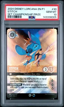 2024 DISNEY LORCANA EN P1-PROMO #30 STITCH - ROCK STAR PSA 10 - Image 1