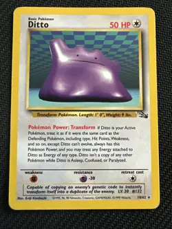 Ditto 18/62 Fossil Pokemon TCG Regular Rare 1999 Vintage Wizards Of The Coast MP - Image 1