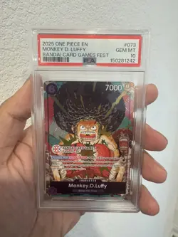 Bandai One Piece CCG Monkey.D.Luffy Card Games Fest Promo Foil #073 PSA 10 - Image 1