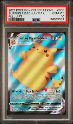 Surfing Pikachu VMAX - 009/025 - Full Art - Celebrations - PSA 10 - Pokemon TCG - Image 1