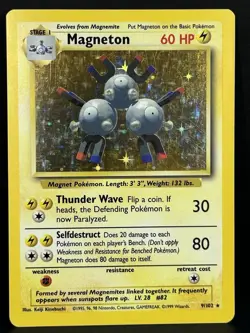 Magneton Pokemon TCG Base Set 9/102 Unlimited Holo Rare 1999 Vintage - Image 1
