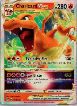 Pokemon Charizard VSTAR Ultra Rare SWSH09: Brilliant Stars 018/172 NM - Image 1