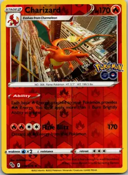 Charizard Reverse Holo Holo Rare Pokemon GO 010/078 NM - Image 1