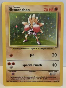 1999 Pokemon Hitmonchan 7/102 Base Set Unlimited Holo WOTC - Image 1