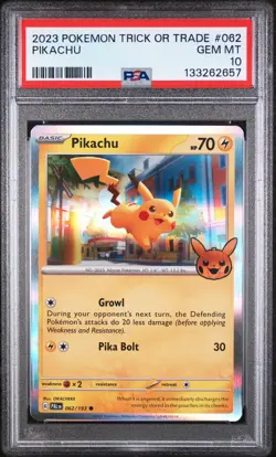 PSA GEM MINT 10 - 2023 POKEMON TRICK OR TRADE #062 PIKACHU HOLO 🔥 - Image 1