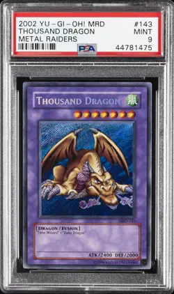2002 YU-GI-OH! MRD-METAL RAIDERS #143 THOUSAND DRAGON PSA 9 - Image 1
