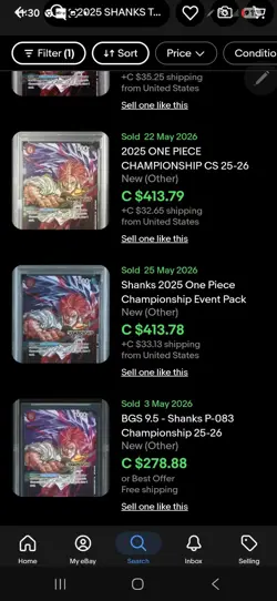 2025 SHANKS TCG ONE PIECE CHAMPIONSHIP EVENT PACK P-083 PROMO TAG 10 GEM MINT - Image 3