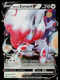 Pokemon Card Lost Origin Hisuian Zoroark V 146/196 Holo V Rare - Image 1