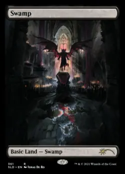 Light Play x 1 Swamp (361) - Foil - The Dracula Lands WotC Shooting Star Symbol - Image 1