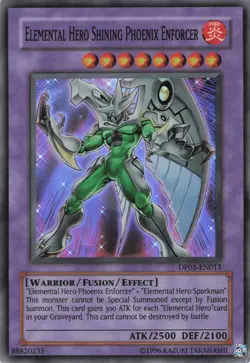 Yugioh Elemental HERO Shining Phoenix Enforcer DP05-EN013 Super Rare LP - Image 1
