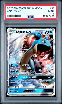 2017 POKEMON SUN & MOON #35 LAPRAS GX PSA 9 - Image 1