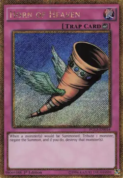 Yugioh Horn of Heaven PGL3-EN034 Gold Secret Rare 1st Edition LP - Image 1