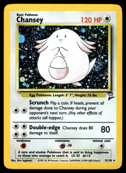 Chansey 3/130 Holo Rare Base Set 2 Pokemon Near Mint - Image 1