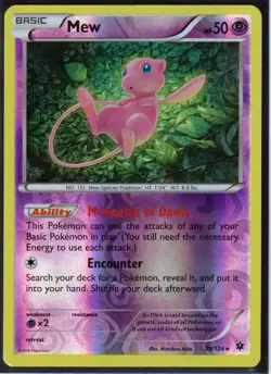 2016 POKEMON MEW 29/124 FATES COLLIDE-RARE- REVERSE HOLO- NM (M4) - Image 1