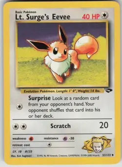 Pokemon TCG Lt. Surge's Eevee Uncommon Gym Challenge 051/132 - Image 1