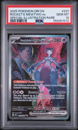 2025 Pokemon Destined Rivals Team Rocket's Mewtwo ex #231/182 PSA 10 GEM MINT - Image 1