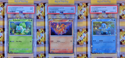 Pokemon Bulbasaur Charmander Squirtle Black Star Promo Cosmos Holo Swirl PSA 9 - Image 1
