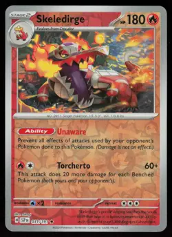 Skeledirge 031/191 Rare Surging Sparks Pokemon Reverse Holo Near Mint - Image 1