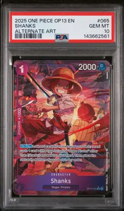 2025 ONE PIECE OP13-065 CARRYING ON HIS WILL ALTERNATE ART #065 SHANKS - PSA 10 - Image 1