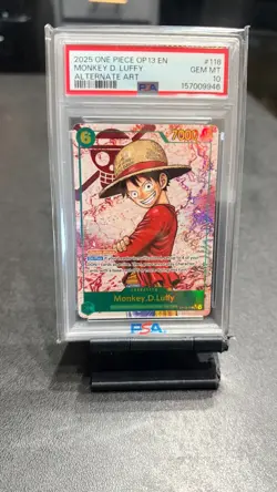 2025 ONE PIECE OP13 118 MONKEY D. LUFFY ALT ART PSA 10 - Image 1