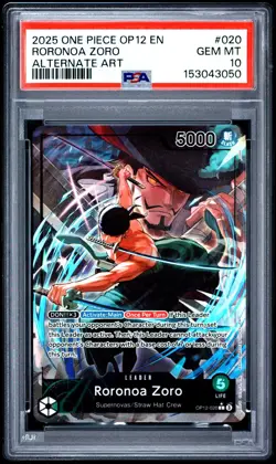 One Piece Roronoa Zoro Alternate Art OP12-020 PSA 10 Gem Mint - Image 1