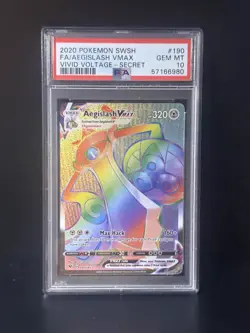 Aegislash Vmax Secret Pokemon Vivid Voltage 190/185 PSA 10 Gem Mint Graded Card - Image 1