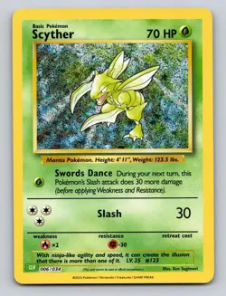 Scyther 006/034 Holo Trading Card Game Classic Pokemon Holo NM - Image 1