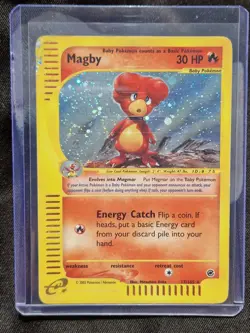 Magby Holo Pokemon Card Expedition E-Series HP/DMG Rare Vintage 2002 #17/165 - Image 1